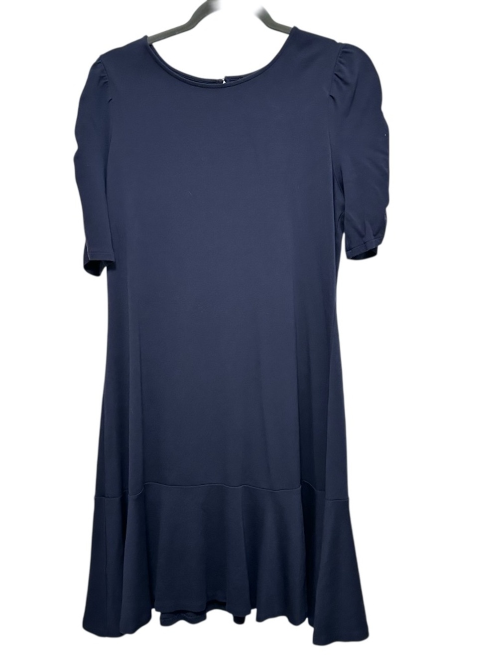 Ann Taylor Factory Navy Blue Knit Ruffle Hem Dress NWOT Medium